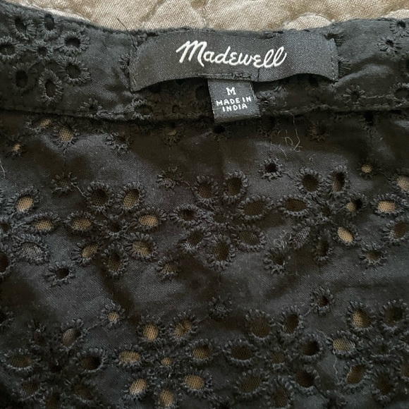 Madewell Black Village Eyelet Ruffle Sleeve Blouse - Picture 5 of 11